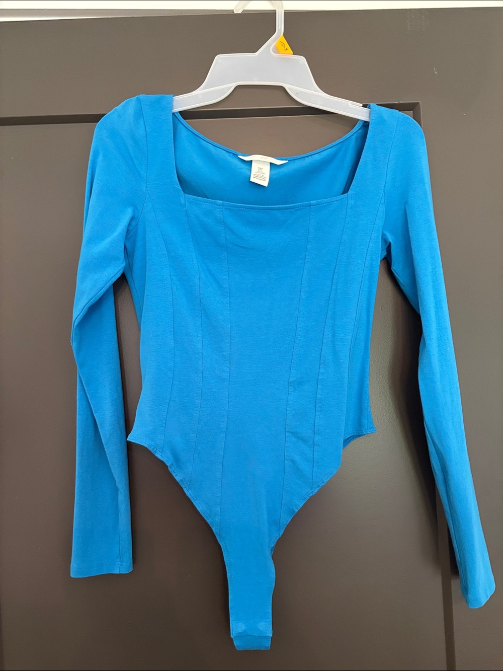 H&M Bright Blue Long Sleeve Square Neck Bodysuit
